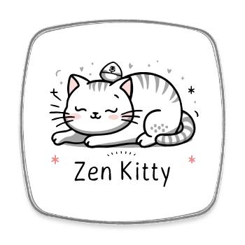 Minou zen - Magnet carré - blanc - Devant