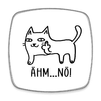 Nö Katze Mittelfinger Humor - Viereckiger Kühlschrankmagnet - Weiß - Vorne