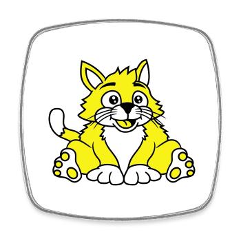 chat assis mignon heureux gros chaton - Magnet carré - blanc - Devant