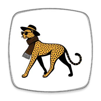 Leoparden-Chic - Viereckiger Kühlschrankmagnet - Weiß - Vorne