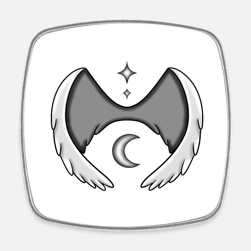 Ailes avec lune et étoiles - Magnet carré - blanc