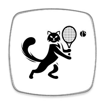 Chat Joueur de Tennis Club Silhouette - Magnet carré - blanc - Devant