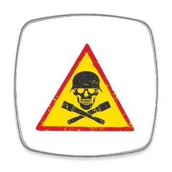 SKULL WAR HELMET GRENADE GERMAN - Square fridge magnet - white - Front