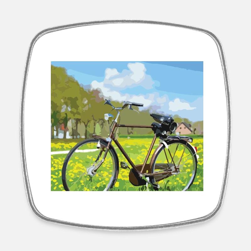 Cycle in nature - Square fridge magnet - white