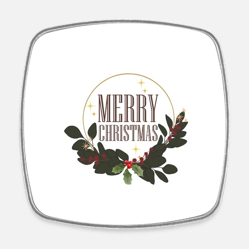Merry Christmas 1 - Square fridge magnet - white