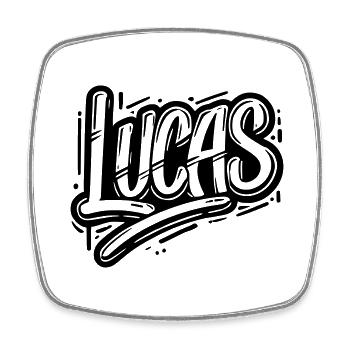 Lucas Name Vorname Graffiti - Viereckiger Kühlschrankmagnet - Weiß - Vorne