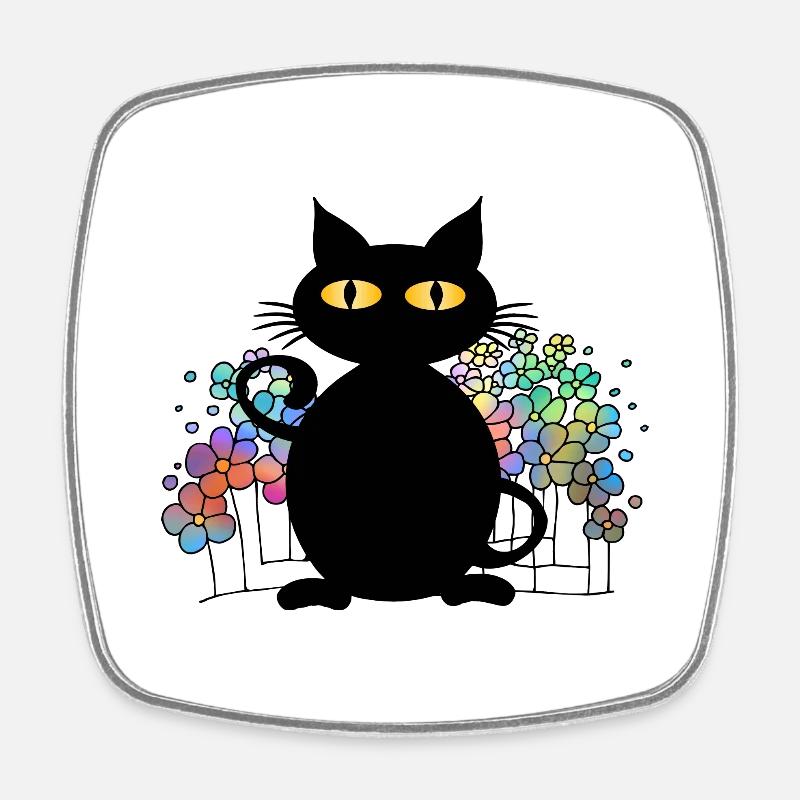Chat - Magnet carré - blanc
