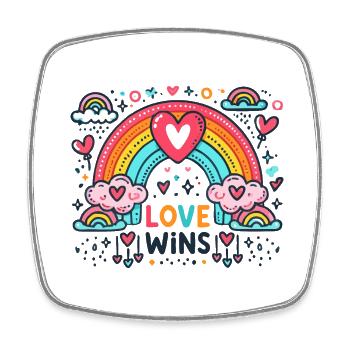 L’amour gagne - Graphique de l’amour arc-en-ciel - Magnet carré - blanc - Devant
