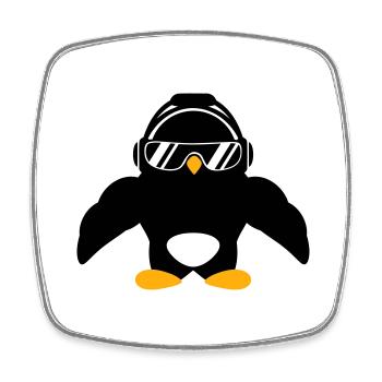 Penguin Bodybuilder Sunglasses Headphones Muscles - Square fridge magnet - white - Front