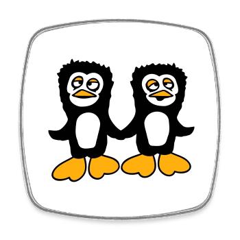 Penguins Team 2 Friends Tired Confused Holding Hands - Square fridge magnet - white - Front