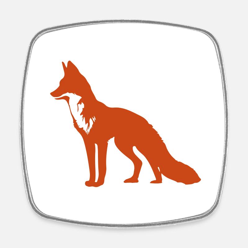 renard - Magnet carré - blanc