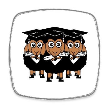 3 Schafe Zeugnis College Abi Drei Schüler Team - Viereckiger Kühlschrankmagnet - Weiß - Vorne