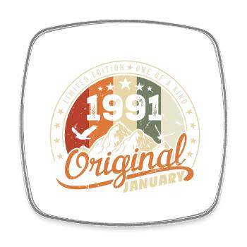 Original Geboren im Januar Geburtstag | Januar 1991 - Viereckiger Kühlschrankmagnet - Weiß - Vorne