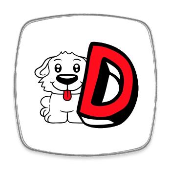 Chien D Lettre Chien Assis Petit Chien Mignon - Magnet carré - blanc - Devant