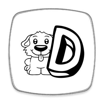 Chien D Lettre Chien Assis Petit Chien Mignon - Magnet carré - blanc - Devant