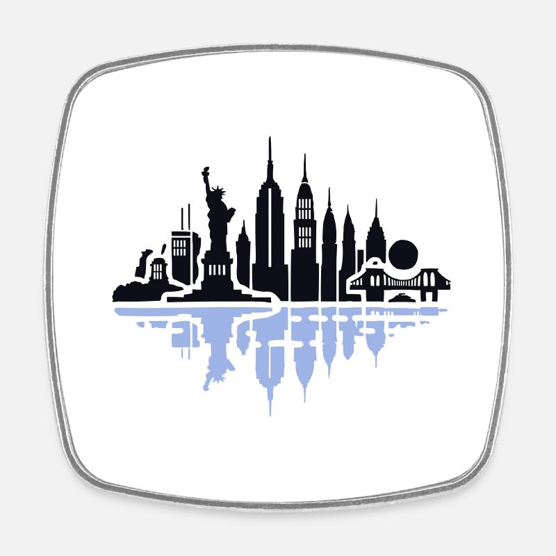 New York skyline - Square fridge magnet - white