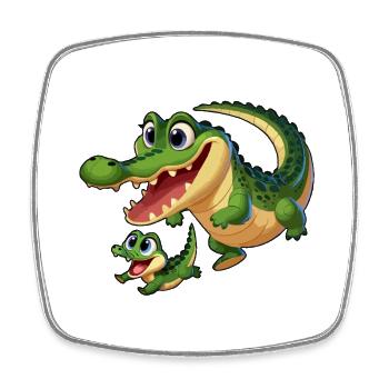 Crocodile mother and child frolicking - Square fridge magnet - white - Front