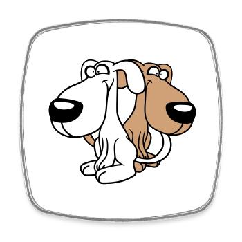 2 Dog Friends Team Crazy Funny Crew Brothers - Square fridge magnet - white - Front