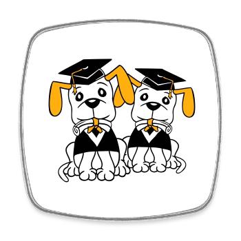 Hunde Schulabschluss Zeugnis Gymnasium College Abi - Viereckiger Kühlschrankmagnet - Weiß - Vorne