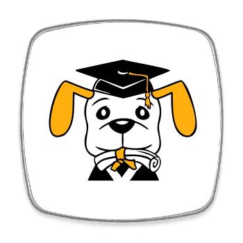 Hund Schulabschluss Zeugnis Gymnasium College Abi - Viereckiger Kühlschrankmagnet - Weiß - Vorne