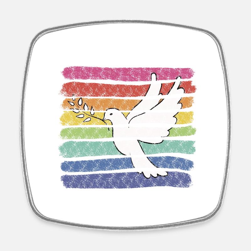 Colombe arc-en-ciel - Magnet carré - blanc