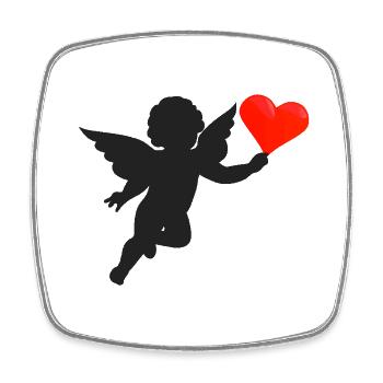 Angel heart, black - Square fridge magnet - white - Front