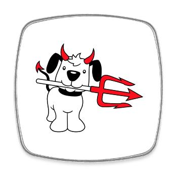 Chien Diable Satan Enfer Mal Trident Cornes Cool - Magnet carré - blanc - Devant
