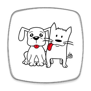 Chien Chat Deux Amis Équipe Chaton 2 Duo Équipage - Magnet carré - blanc - Devant