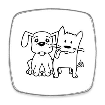 Chien Chat Deux Amis Équipe Chaton 2 Duo Équipage - Magnet carré - blanc - Devant