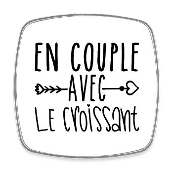 En Couple avec Croissant, cadeau Fans de Croissant - Magnet carré - blanc - Devant