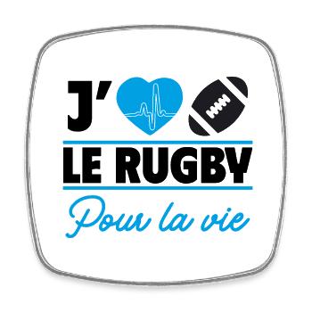 j aime le rugby pour la vie,Rugby,Rugbyman - Magnet carré - blanc - Devant