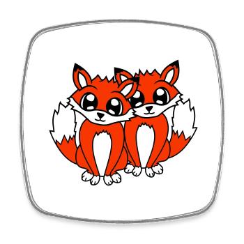 2 Foxes Friends Red Fox Two Wild Animals Team - Square fridge magnet - white - Front