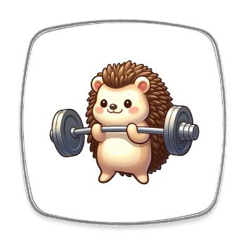 Igel Training Langhantel Workout Cartoon - Viereckiger Kühlschrankmagnet - Weiß - Vorne