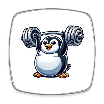 Penguin Dumbbell Training Funny Cute Fitness - Square fridge magnet - white - Front