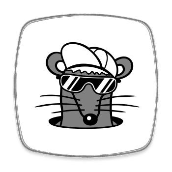 Souris Lunettes de soleil Cool Cappy Trou de sol Trou de souris - Magnet carré - blanc - Devant