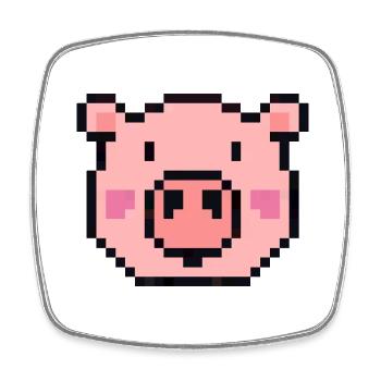 pixelschwein - Viereckiger Kühlschrankmagnet - Weiß - Vorne
