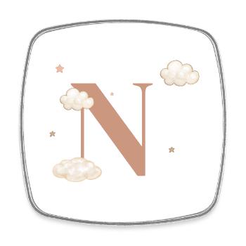 Letter n clouds stars - Square fridge magnet - white - Front
