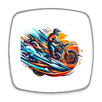 Motorrad Motocross biker bike - Viereckiger Kühlschrankmagnet - Weiß - Vorne