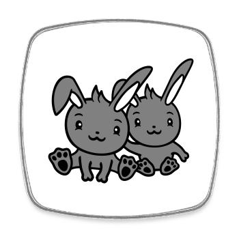 2 Bunnies Friends Team Crew Couple Two Lucky - Square fridge magnet - white - Front