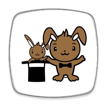 Hase Zauberer Zylinder Hut Kind 2 Baby zaubern süß - Viereckiger Kühlschrankmagnet - Weiß - Vorne