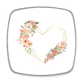 Floral Golden Heart Letter - Square fridge magnet - white - Front