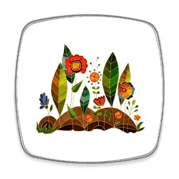 Blumen - Viereckiger Kühlschrankmagnet - Weiß - Vorne
