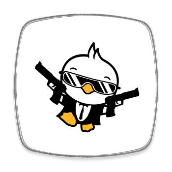 Bird 2 Gun Guns Agent Sunglasses Cool - Square fridge magnet - white - Front