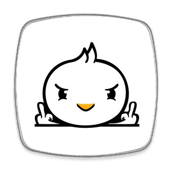 Bird evil middle finger showing bad boy behind fence - Square fridge magnet - white - Front