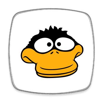 Duck looks funny goofy anxious confused comic - Square fridge magnet - white - Front