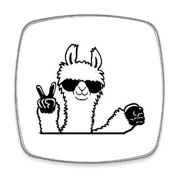 Lama Sonnenbrille Peace Fist Pump Team Begrüßung - Viereckiger Kühlschrankmagnet - Weiß - Vorne