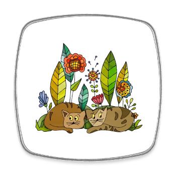 Chats - Magnet carré - blanc - Devant