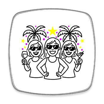 Filles Vacances Fête Palmiers - Magnet carré - blanc - Devant