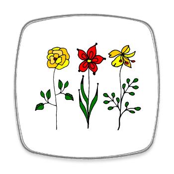 Blumen - Viereckiger Kühlschrankmagnet - Weiß - Vorne