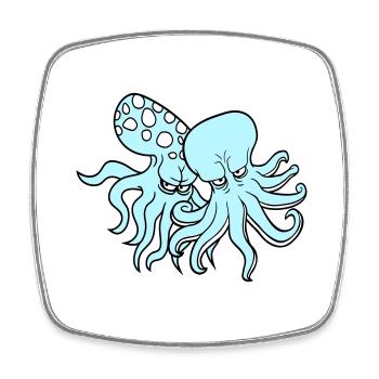 2 Méchant Poulpe Pieuvre Calmar Céphalopode Équipe - Magnet carré - blanc - Devant